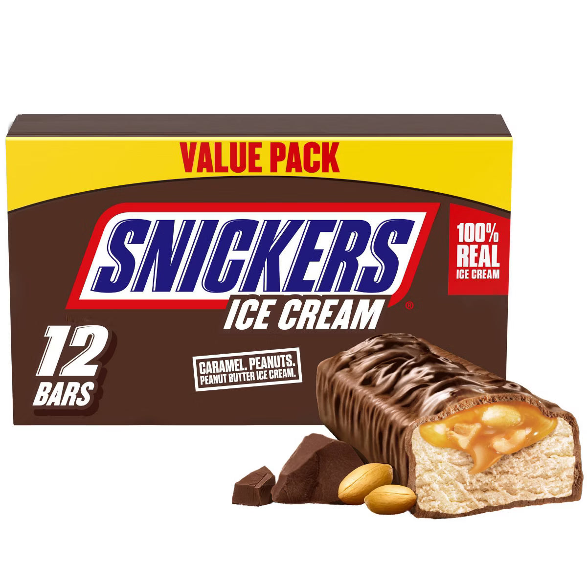Snickers Ice Cream Chocolatey Caramel Peanut Butter Ice Cream Bars - 24 fl oz/12ct